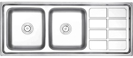 FY-12050C Double Bowl Sink with Drainboard