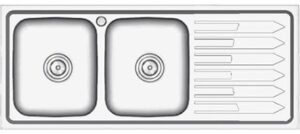 FY-12050E Double Bowl Sink with Drainboard