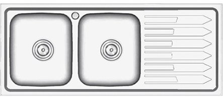 FY-12050E Double Bowl Sink with Drainboard